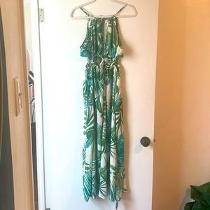 Sheer Green Floral Maxi Dress